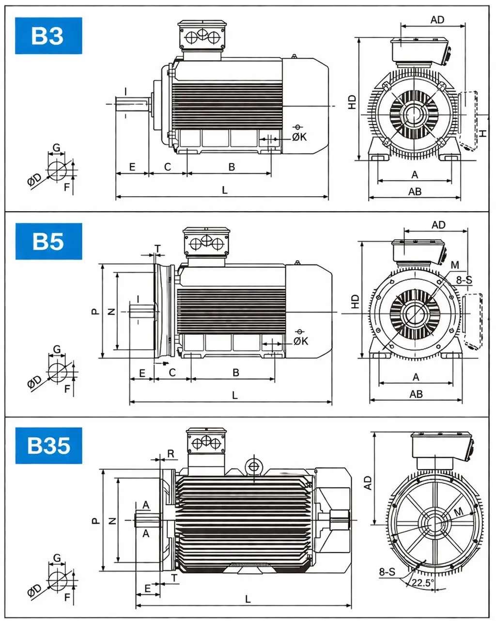 YE4-IE4 Series Gear Dimention 1